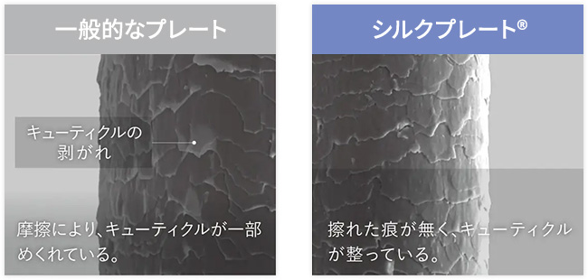 KINUJOカールアイロン KC26N/KC32N/KC38N キューティクルの状態比較