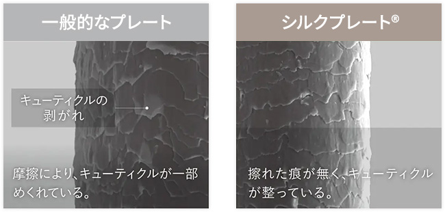 KINUJOミニアイロン ドゥー KM001 キューティクルの状態比較