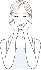 手のひらで軽くパッティング