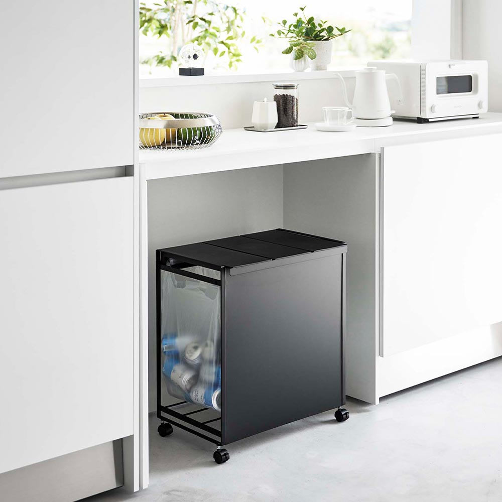 正規販売店】蓋付き目隠し分別ダストワゴン タワー 3分別 山崎実業