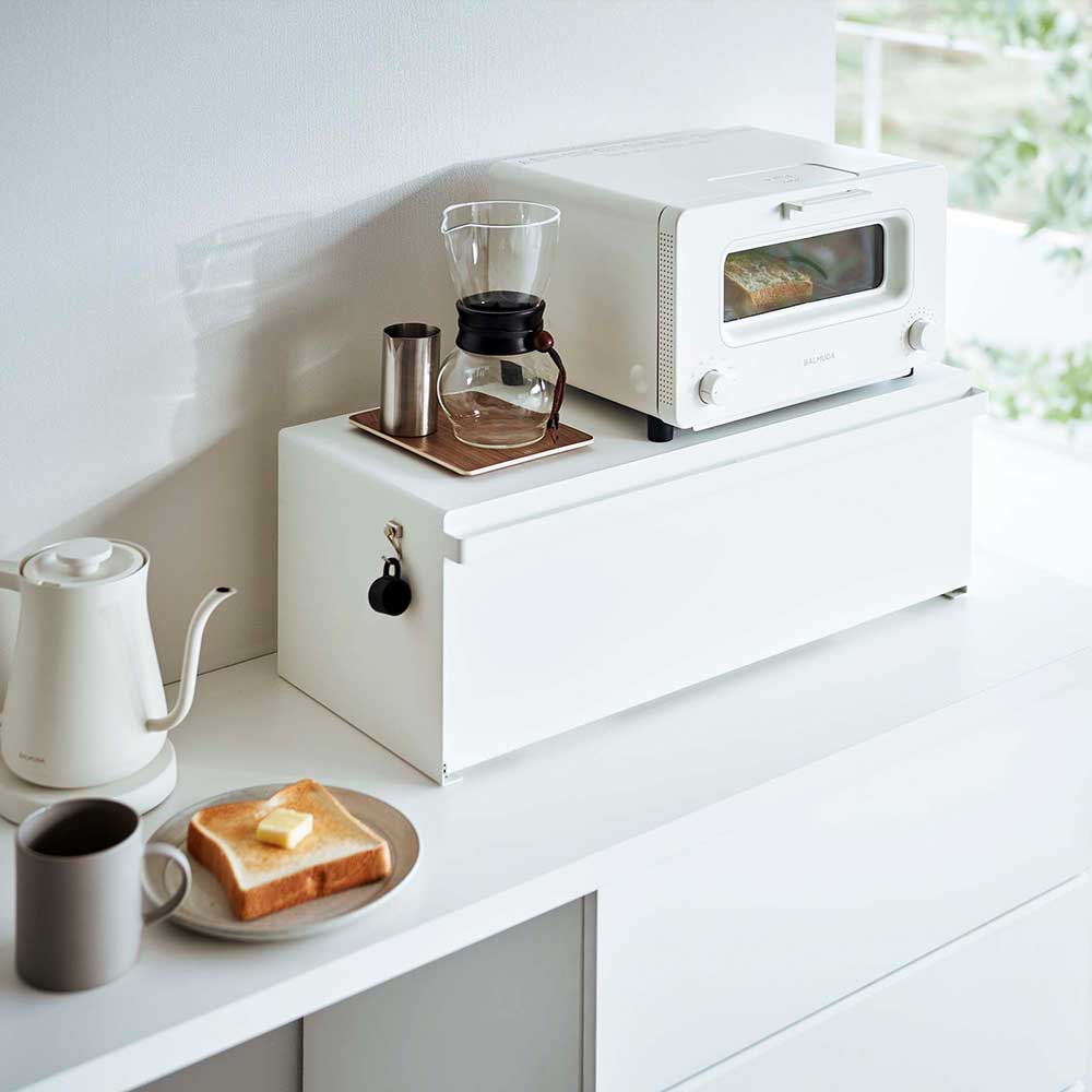 ブレッドケース タワー 山崎実業 tower トースター ラック 調味料ラック 正規販売店】ブレッドケース タワー ワイド 山崎実業 tower ホワイト