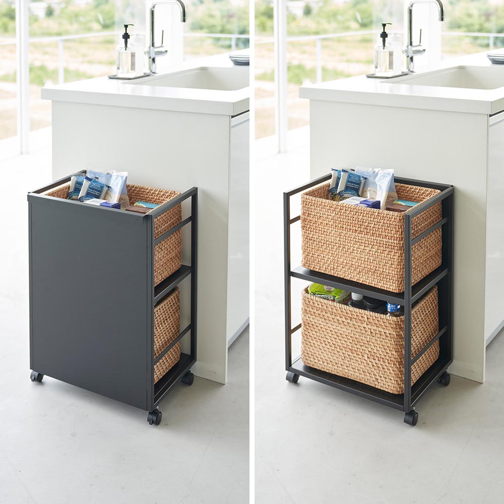 山崎実業(Yamazaki) 目隠しワゴン ホワイト 約W42×D32×H60cm タワー