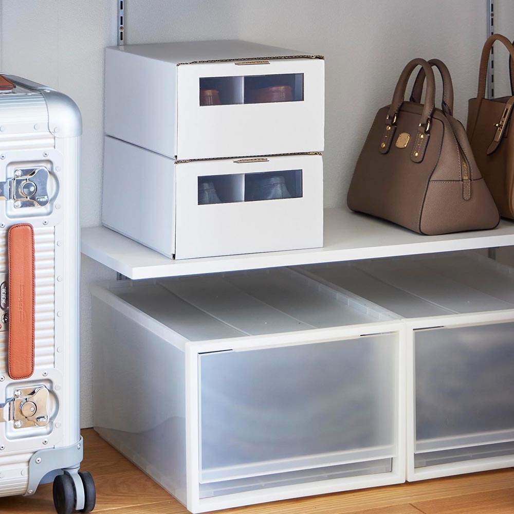 正規販売店】窓付きシューズボックス タワー 2個組 L 山崎実業 tower