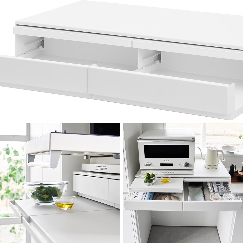 正規販売店】ツーウェイキッチン家電下引き出し&スライドテーブル