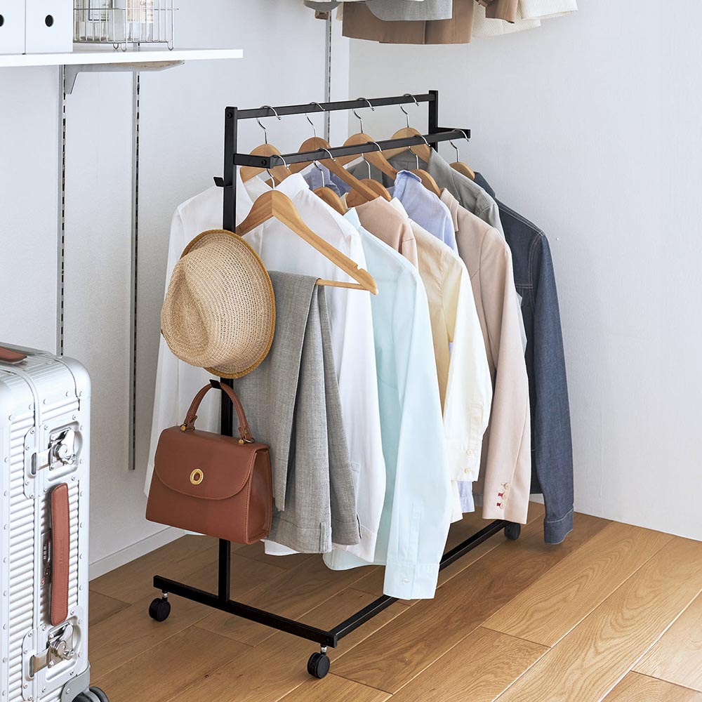 正規販売店】収納力アップハンガーラック タワー 2段 山崎実業 tower