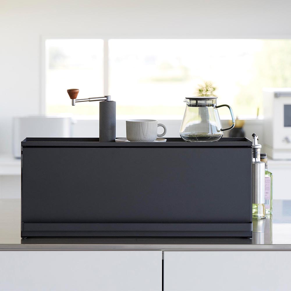 正規販売店】前が開くキッチンカウンター上収納ラック タワー D15 山崎