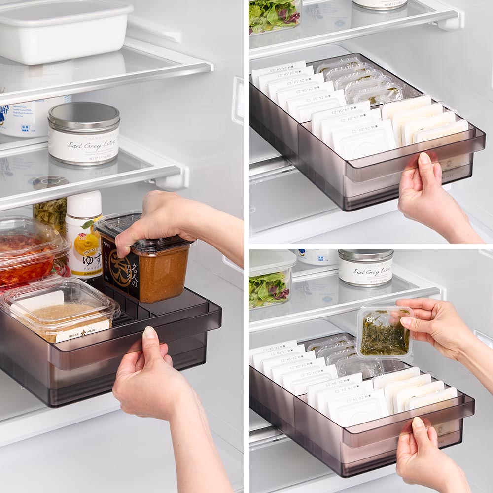 正規販売店】冷蔵庫中収納ケース タワー L 仕切り付き 山崎実業 tower