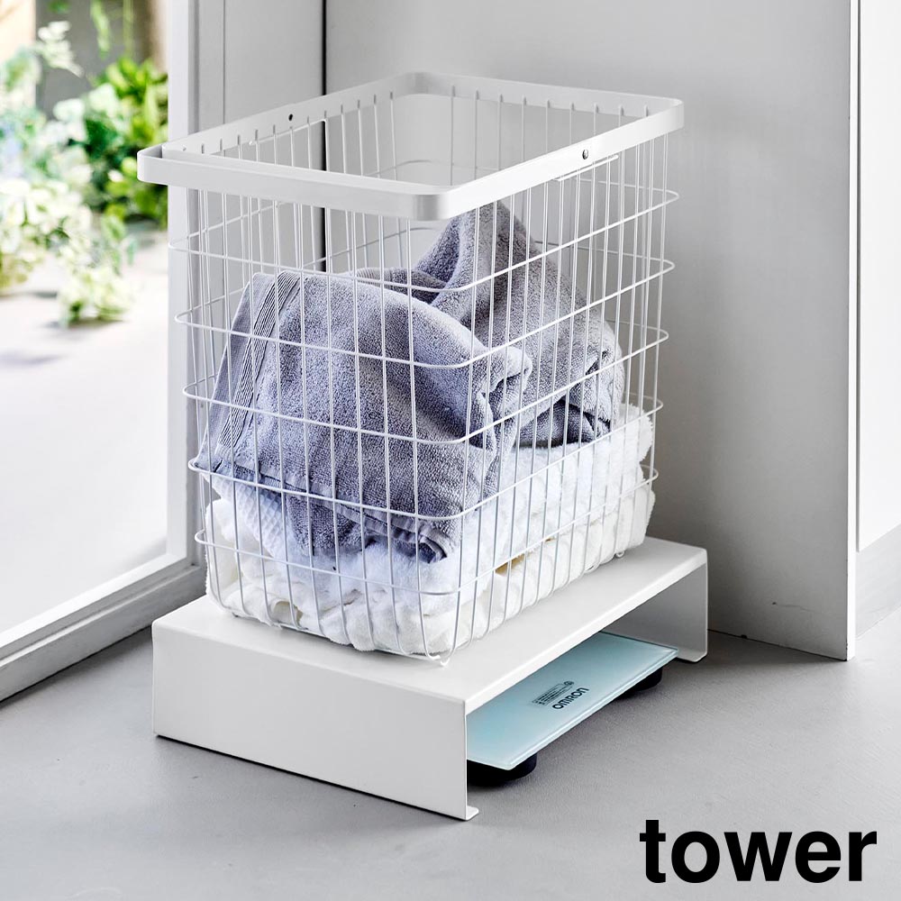 正規販売店】体重計上ラック タワー 山崎実業 tower ホワイト ブラック